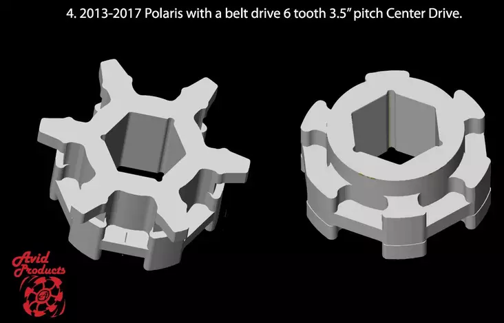 Avid vetopyöräpari, Polaris Beltdrive, keskiveto - Moottorikelkan vetopyörät - 841-1002-3 - 1