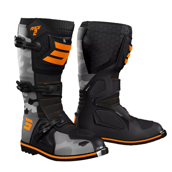 Crossisaappaat SHOT Race 2, camo/ neon oranssi - Crossikengät - 615-2215-43 - 2