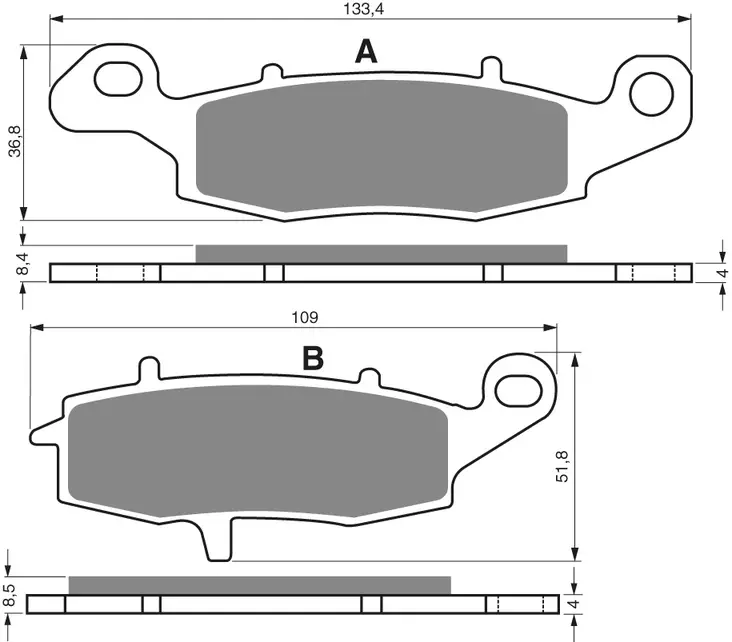 GOLDFREN Bromspinta 124 Ceramic carbon S3 - Mönkijän jarrupalat - 48-12-124-3 - 1