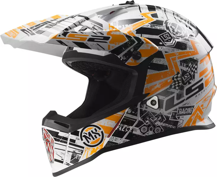 LS2 MX437 Kypärä Fast Glitch musta/oranssi - Crossikypärät - 636-6058-3 - 2