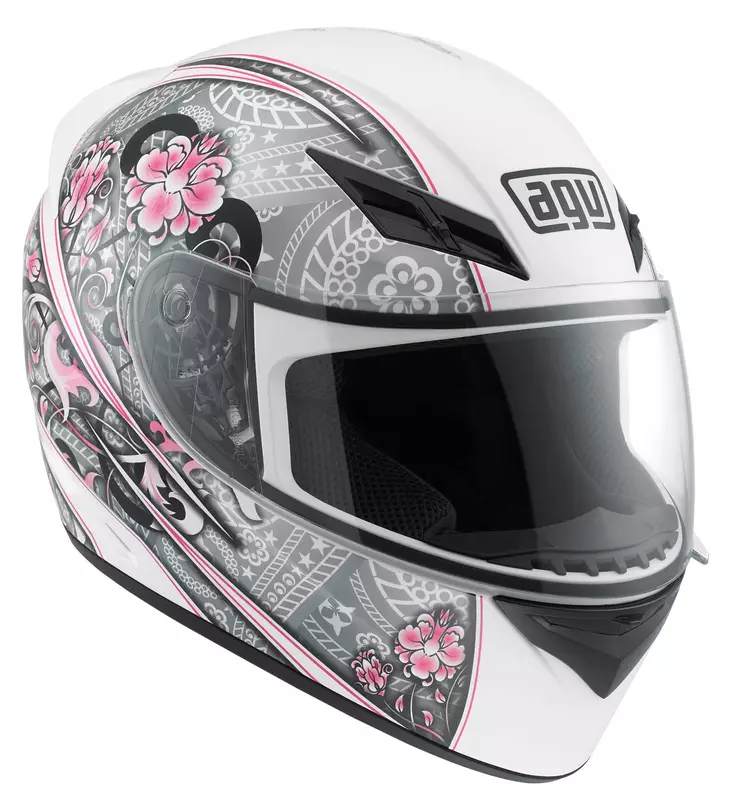 Moottoripyöräkypärä AGV K-3 Crew, valkoinen/hopea/pinkki - Umpikypärät - 60-1323-3 - 1