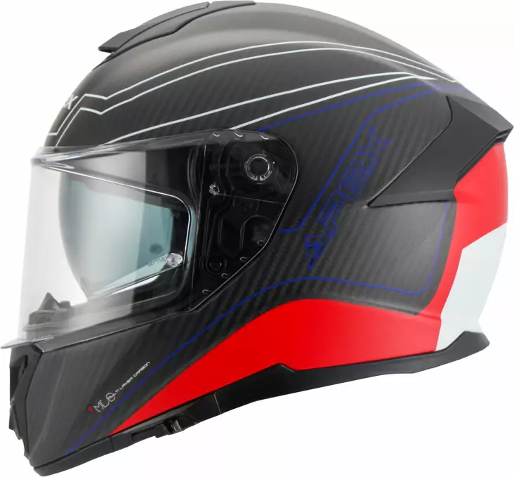 MP-kypärä APEX FC500 Carbon Assen, matta valkoinen/punainen/sininen - Umpikypärät - 700-25004 - 1