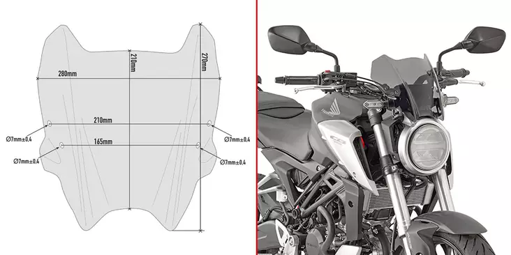 GIVI SPECIFIC SCREEN HONDA CB125R - Moottoripyörän tuulisuojat - 323-A1164 - 1