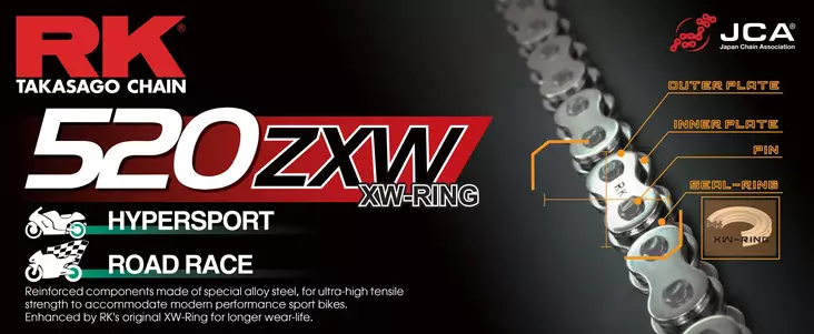 RK 520ZXW XW-rengasketju +CLF (niittil.) - Moottoripyörän ketjut - 282-520330-114 - 1