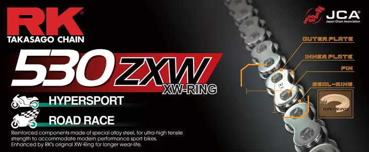 RK 530ZXW XW-rengasketju +CLF (niittil.) - Moottoripyörän ketjut - 282-530330-124 - 1