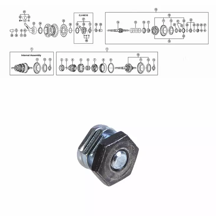 Shimano nexus 7-v (sg-7c25/26/30), vaijerin lukitusruuvi - Polkupyörän takanapa Shimano 7-v - 64244 - 1