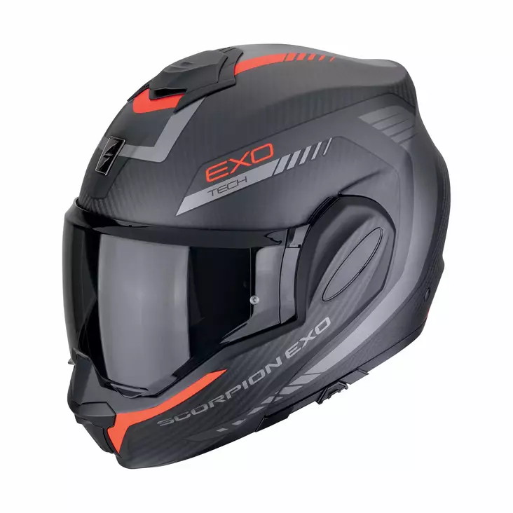 MP-kypärä SCORPION EXO-TECH EVO CARBON Cozy, mattamusta/punainen - Avattavat- ja avokypärät - 649-2505 - 1