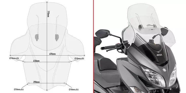 GIVI WINDSCREEN SUZUKI BURGMAN 400 - Moottoripyörän tuulisuojat - 323-AF3115 - 1