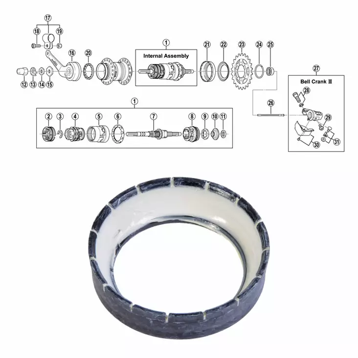 Shimano 3-v (sg-3c40/41), pölysuoja a oikea - Polkupyörän takanapa Shimano 3-v - 64335 - 1
