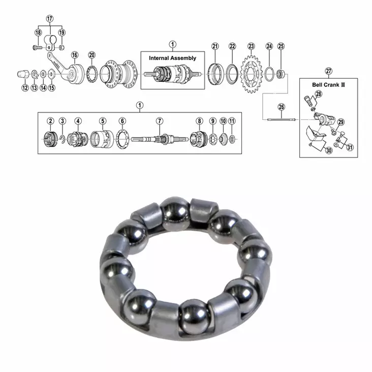 Shimano 3-v (sg-3c40), kuulakehä j - Polkupyörän takanapa Shimano 3-v - 64315 - 1