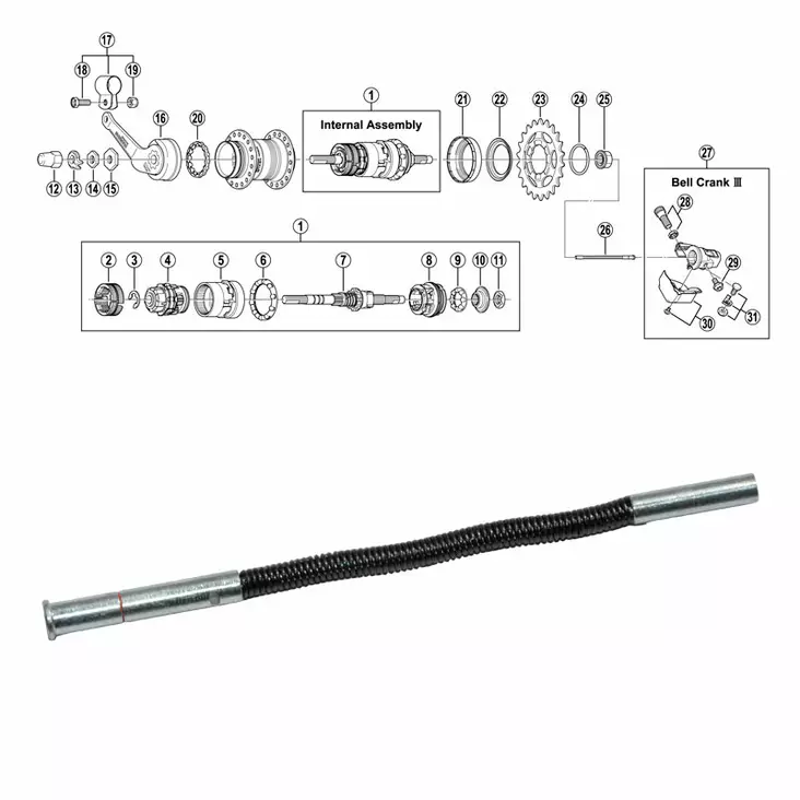 Shimano 3-v (sg-3c40), työntötanko - Polkupyörän takanapa Shimano 3-v - 64345 - 1