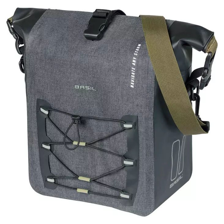 Sivulaukku BASIL Navigator Storm MIK Studs, M koko, 12-15l, musta, vesitiivis - Polkupyörän laukut - 18265 - 1