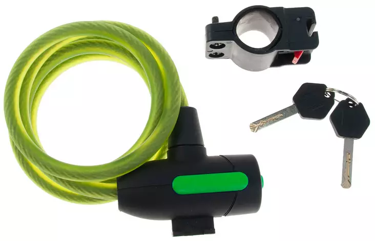 Spiraalilukko CAVO, 10/150cm, matta lime - Polkupyörän lukot ja osat - 45-105 - 1