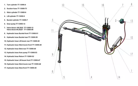 Bronco Hydrauliletku Nostopuomi Takimmai - Työkoneiden varaosat - 77-13000-46 - 1