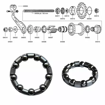 Shimano 1-v (cb-e110), kuularengas c - Polkupyörän takanapa Shimano 1-v - 64006 - 1