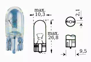 Polttimo 12v 3w 2,1x9,5d - Polttimot - 12-71636 - 1