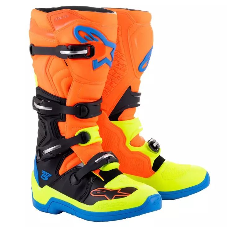 Ajosaappaat Alpinestars Tech 5, oranssi fluo/sininen/ keltainen fluo - Crossikengät - D438427 - 1