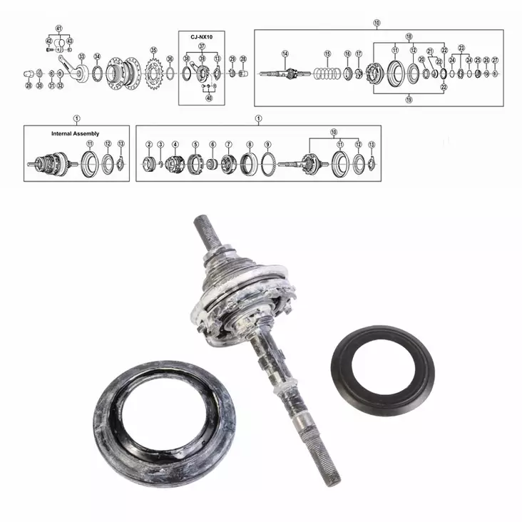 Shimano nexus 7-v (sg-7c25/26), vetäjä + akseliyksikkö - Polkupyörän takanapa Shimano 7-v - 64207 - 1