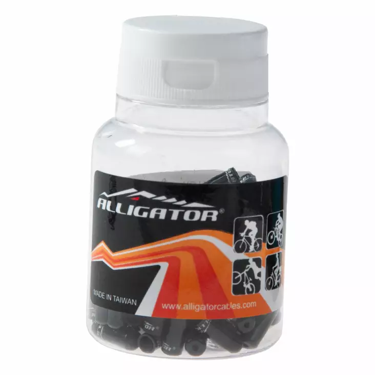 Vaijerinkuoren pääteholkki alumiini Alligator, 4,3mm musta, 100kpl - Polkupyörän vaijerien muut osat - 62597 - 1