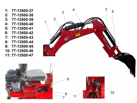 Bronco Hydrauliletku Nostopuomi etummainen - Työkoneiden varaosat - 77-13500-38 - 0
