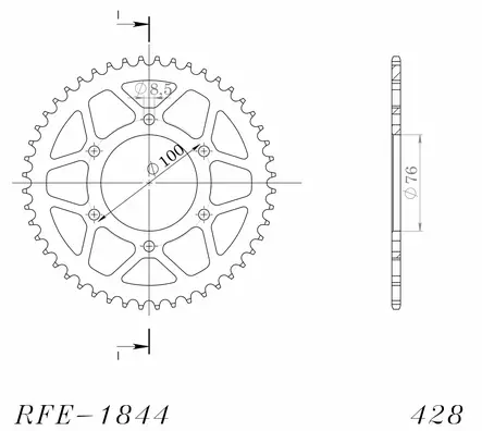JT takaratas 1844.48 - Moottoripyörän takarattaat - 27-2-1844-48 - 1
