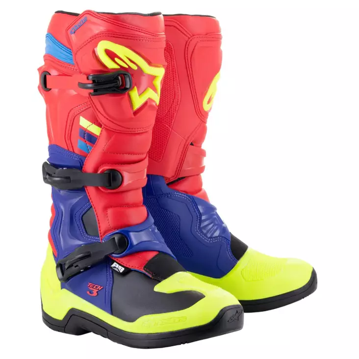 Ajosaappaat Alpinestars Tech 3, punainen/sininen/keltainen fluo - Crossikengät - D438478 - 1