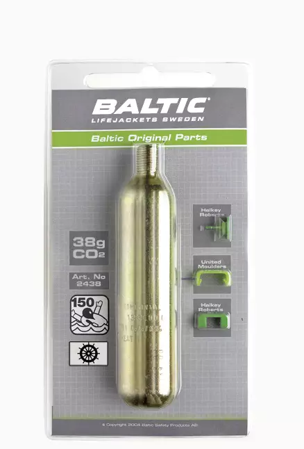 Baltic CO2 patruuna 38g + varmistinnastat - Veneen pelastusliivien varaosat - 128-4-2438 - 1