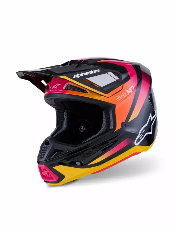 Crossikypärä Alpinestars S-M7 Rise, musta/keltainen/pinkki - Crossikypärät - D513798 - 1