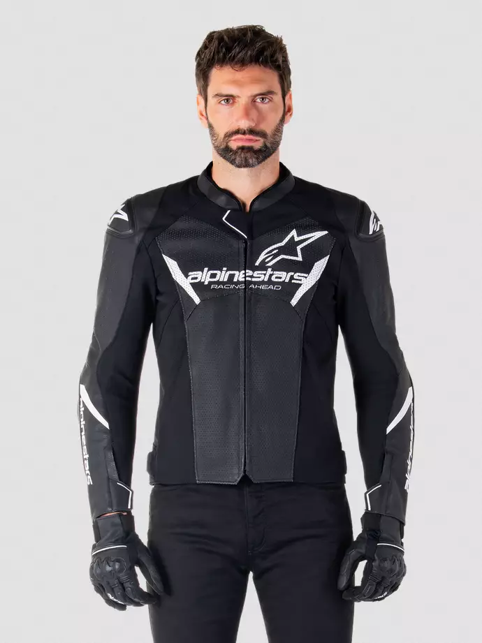 MP-nahkatakki Alpinestars Faster v3 Airflow, musta/valkoinen - MP Nahkatakit - D496898 - 3