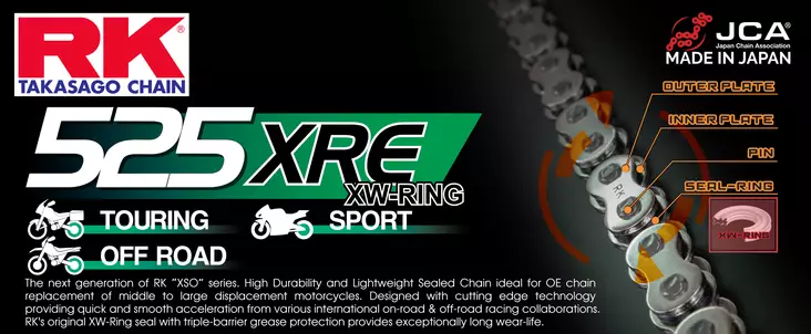 RK 525XRE XW-rengasketju +CLF(niittil.) - Moottoripyörän ketjut - 282-525195-118 - 1