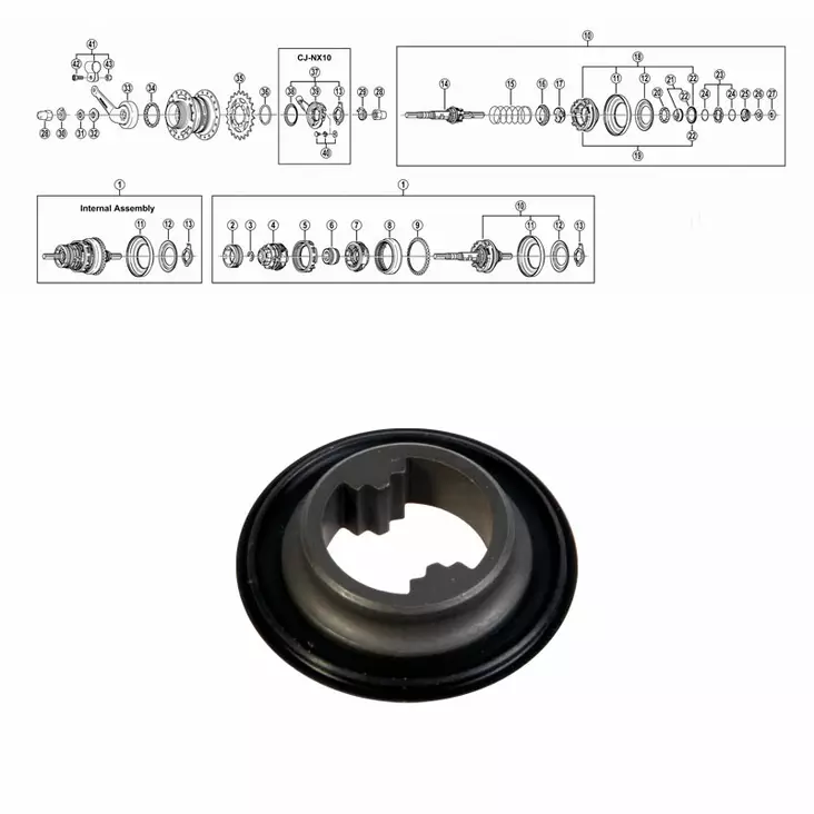 Shimano nexus 7-v (sg-7c22725/26/30), kartio oikea tiivisteellä - Polkupyörän takanapa Shimano 7-v - 64208 - 1