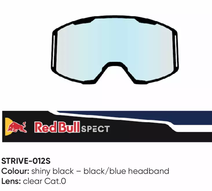 Spect Red Bull Strive MX Goggles Single lens Black/Blue clear - Ajolasien linssit - 674-220108 - 1