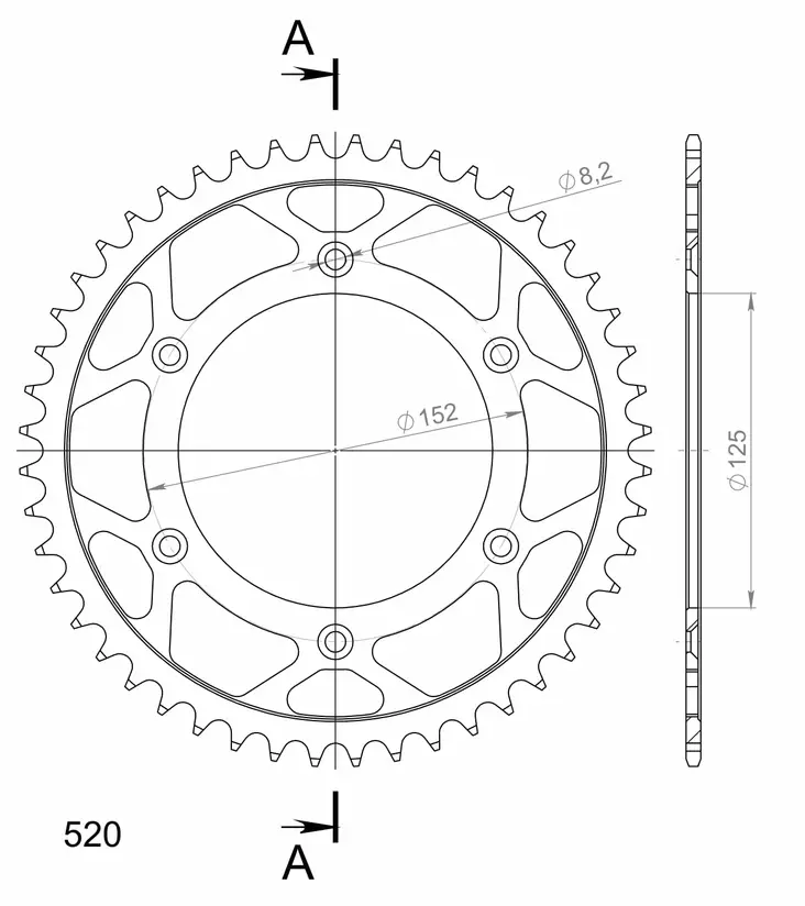 Supersprox Rear Sprocket Steel RFE-8000:48 - Moottoripyörän takarattaat - 27-2-8000-48 - 0