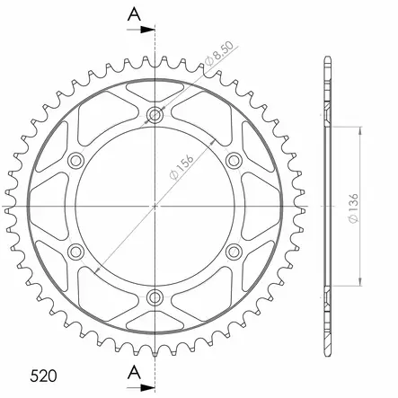 Supersprox Teräs takaratas Beta/GasGas/Husqv. Musta 49 - Moottoripyörän takarattaat - 27-2-1512-49 - 1