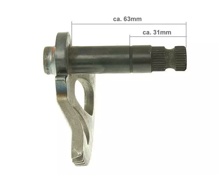Käynnistyspolkimen aksila, 63mm, CPI- / Keeway-skootterit 2-T - Mopon polkimet - 307-0549 - 1