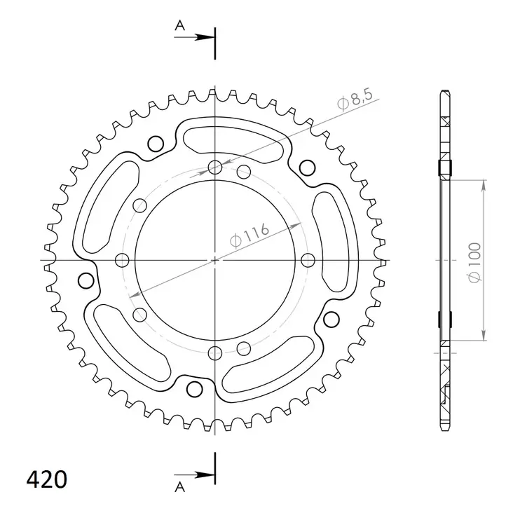 Supersprox Stealth takaratas KA KX80/85 Gold 51 - Crossipyörän takarattaat - 272-457-RST-51-9 - 1