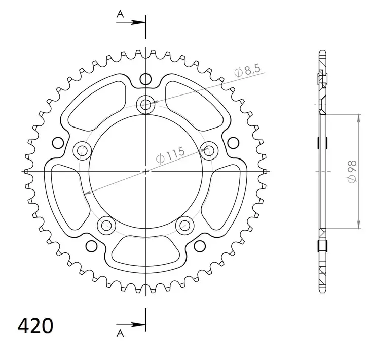 Supersprox Stealth takaratas KTM SX65 50 - Crossipyörän takarattaat - 272-4-RST-50-9 - 1