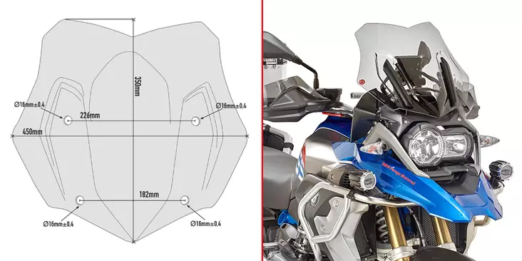GIVI SPOILER BMW R1200GS '16-17 - Moottoripyörän tuulisuojat - 323-D5124B - 1