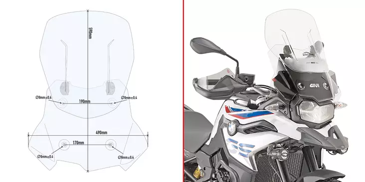 Givi Airflow tuulisuoja BMW F750GS (2018–2020) - Moottoripyörän tuulisuojat - 323-AF5127B - 1