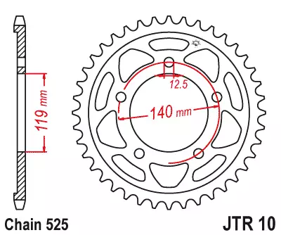 JT Rear Sprocket JTR10.42ZBK - Moottoripyörän takarattaat - 274-R10-42ZBK - 1