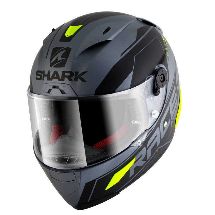 Moottoripyöräkypärä Shark Race R Pro Sauer, antrasiitti/musta/keltainen - Umpikypärät - HE8649EAKY-L - 1