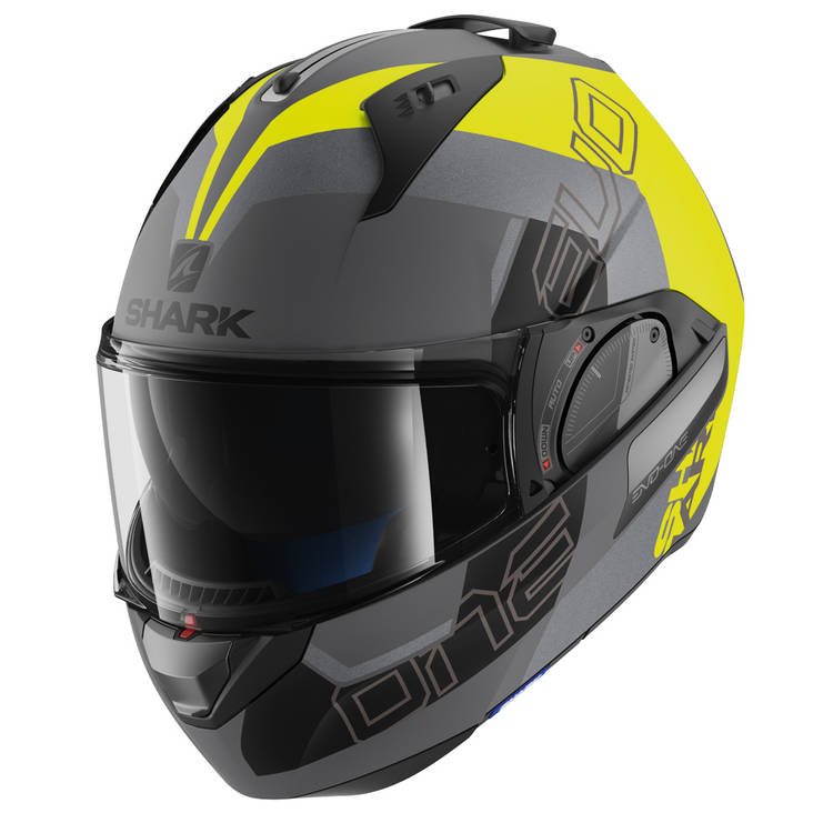 Shark Evo-One 2 Slasher avattava kypärä, mattaharmaa/keltainen - Avattavat- ja avokypärät - HE9715EAYK-L - 1