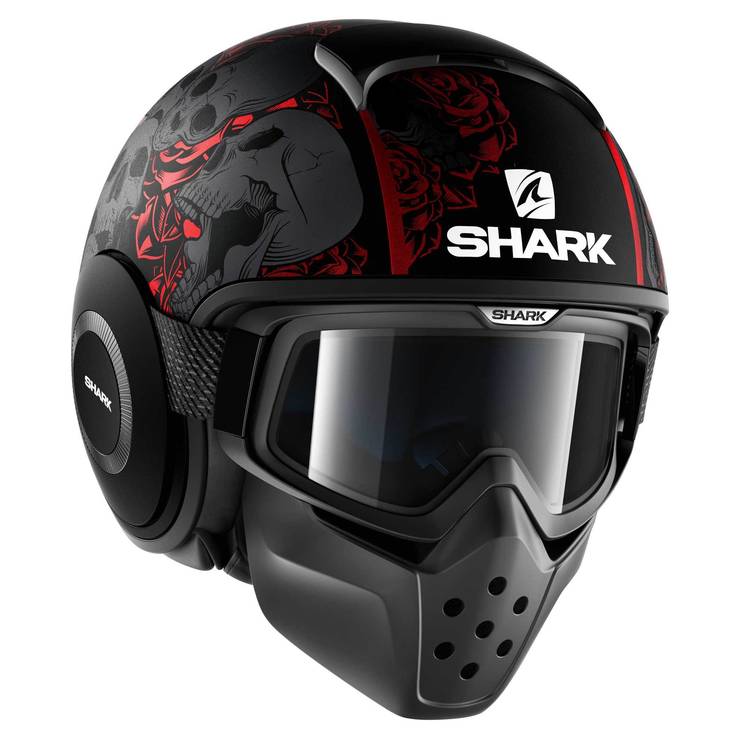 Moottoripyöräkypärä Shark Drak Sanctus, mattamusta/harmaa/punainen - Umpikypärät - HE2903EKRA-XS - 2