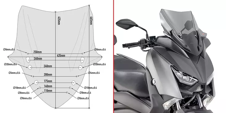 GIVI SPOILER YAM. X-MAX 300 (2017) - Moottoripyörän tuulisuojat - 323-D2136S - 1