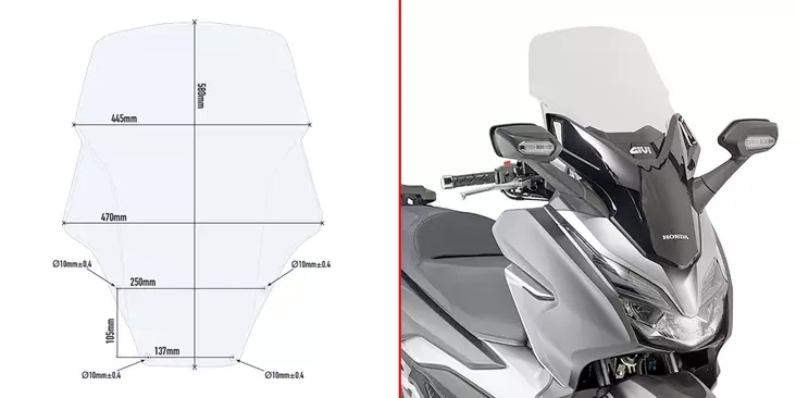 GIVI SPOILER HONDA FORZA 300 (2018) - Moottoripyörän tuulisuojat - 323-D1166ST - 1