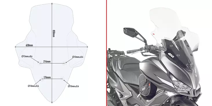 Givi Spoileriplexi,kirkas 85,5 x 66 cm (k x l) Xciting 400i (13-15) - Moottoripyörän tuulisuojat - 323-D6104ST - 1