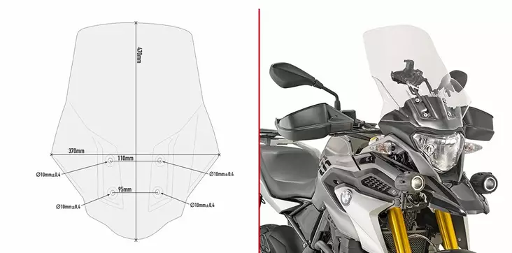 Givi Windshield 47x37cm G310GS 17- - Moottoripyörän tuulisuojat - 323-D5126ST - 1